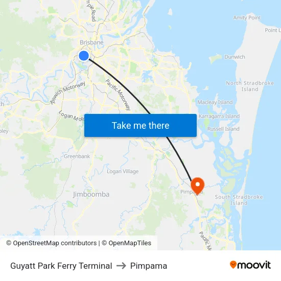 Guyatt Park Ferry Terminal to Pimpama map