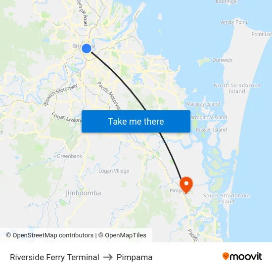 Riverside Ferry Terminal to Pimpama map