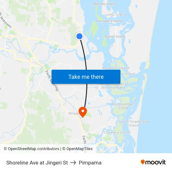 Shoreline Ave at Jingeri St to Pimpama map