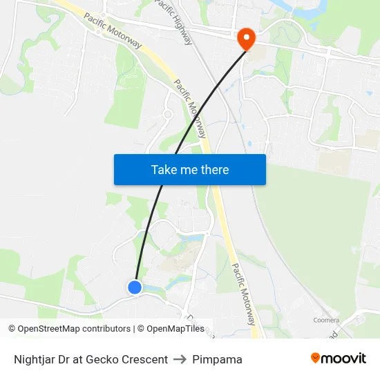 Nightjar Dr at Gecko Crescent to Pimpama map