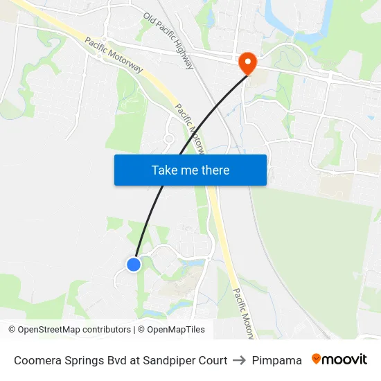 Coomera Springs Bvd at Sandpiper Court to Pimpama map