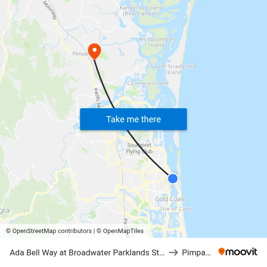 Ada Bell Way at Broadwater Parklands Station to Pimpama map