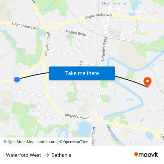 Waterford West to Bethania map