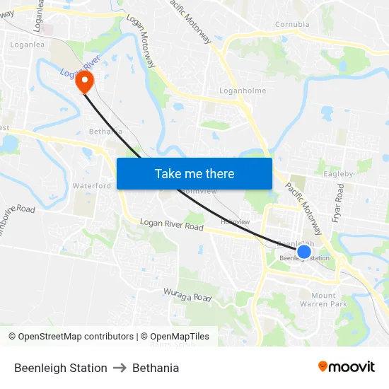 Beenleigh Station to Bethania map