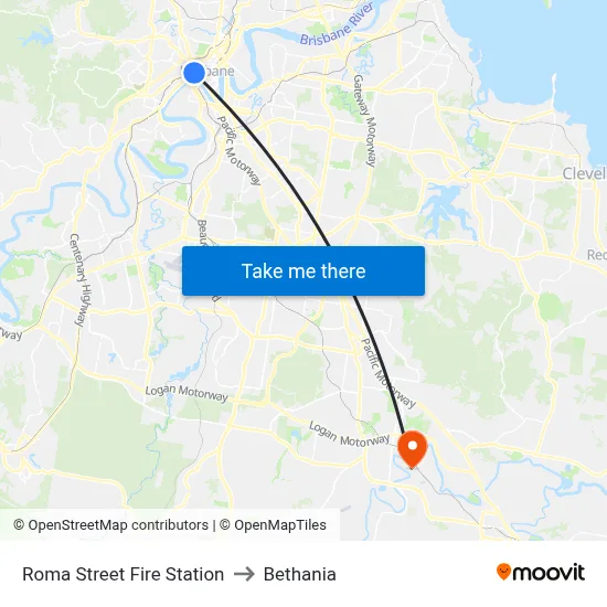 Roma Street Fire Station to Bethania map