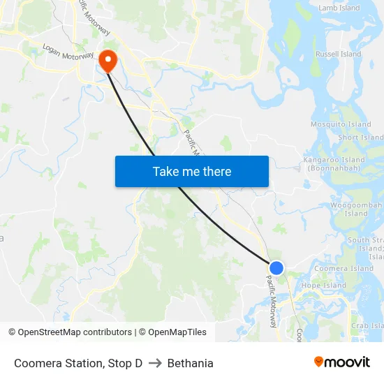 Coomera Station, Stop D to Bethania map