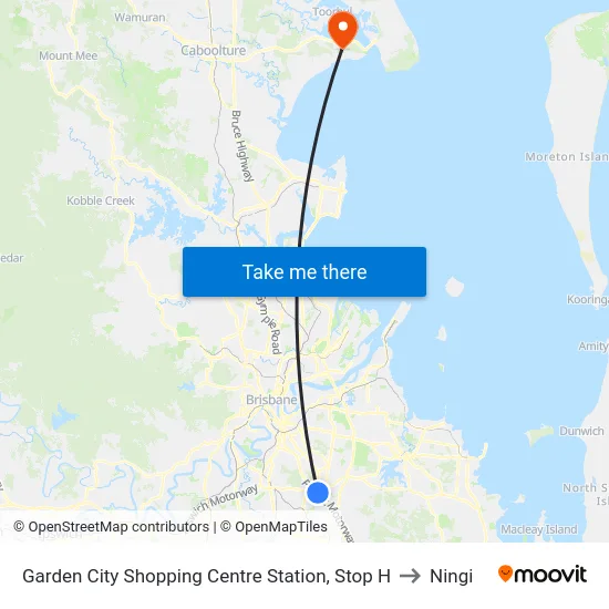 Garden City Shopping Centre Station, Stop H to Ningi map