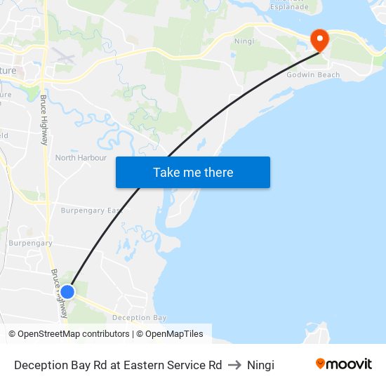 Deception Bay Rd at Eastern Service Rd to Ningi map