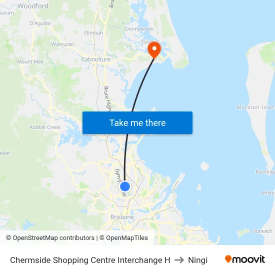Chermside Shopping Centre Interchange H to Ningi map
