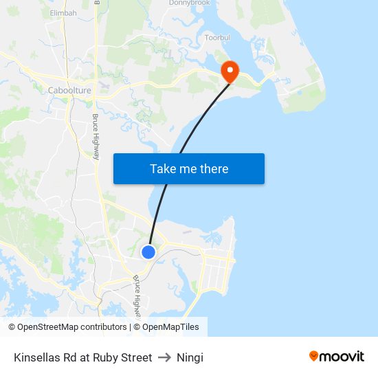 Kinsellas Rd at Ruby Street to Ningi map