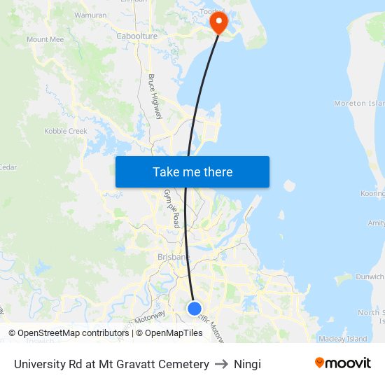 University Rd at Mt Gravatt Cemetery to Ningi map