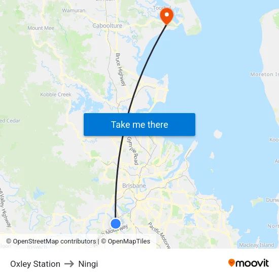 Oxley Station to Ningi map