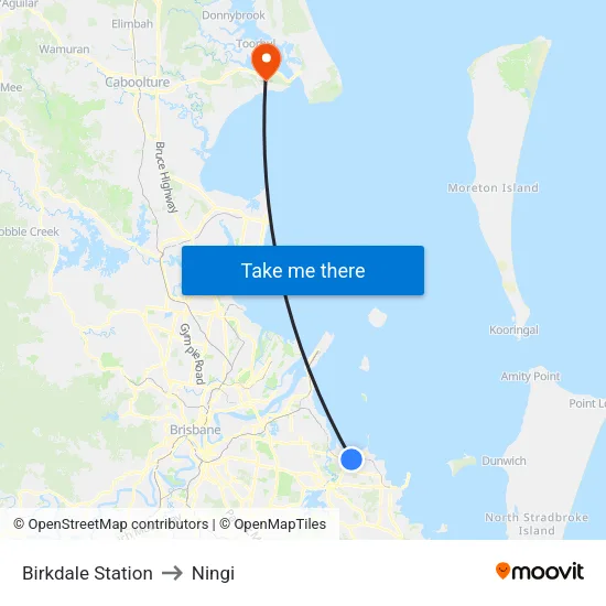 Birkdale Station to Ningi map