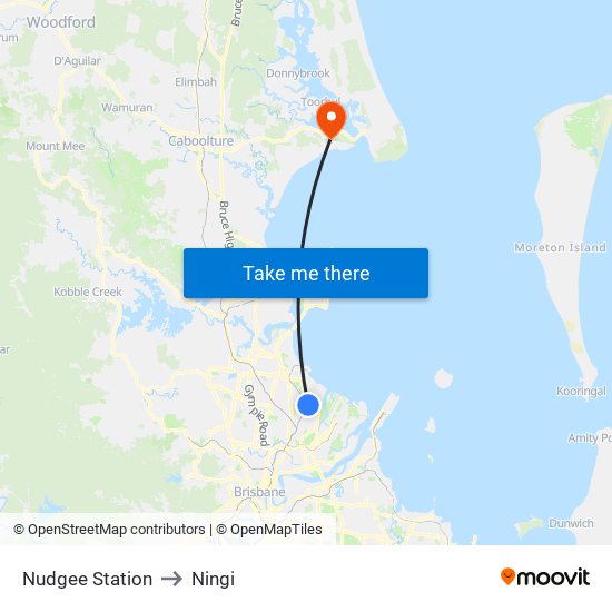 Nudgee Station to Ningi map