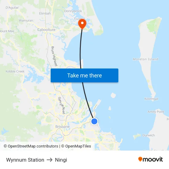 Wynnum Station to Ningi map