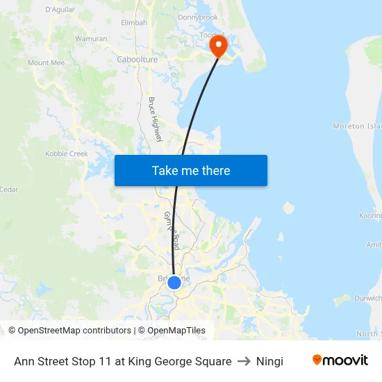 Ann Street Stop 11 at King George Square to Ningi map