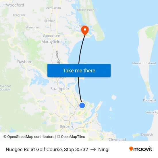 Nudgee Rd at Golf Course, Stop 35/32 to Ningi map