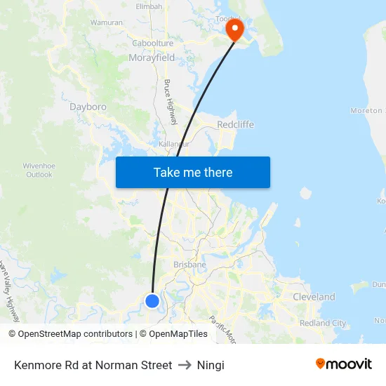 Kenmore Rd at Norman Street to Ningi map