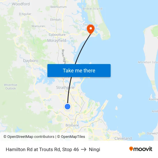 Hamilton Rd at Trouts Rd, Stop 46 to Ningi map