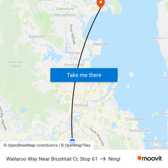 Wallaroo Way Near Brushtail Cr, Stop 61 to Ningi map