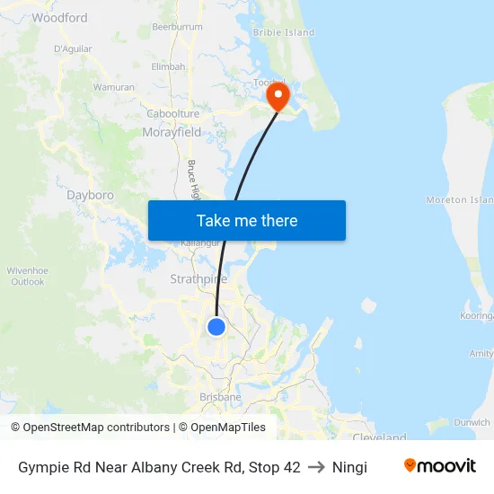 Gympie Rd Near Albany Creek Rd, Stop 42 to Ningi map
