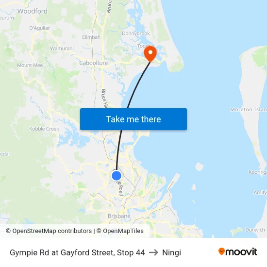 Gympie Rd at Gayford Street, Stop 44 to Ningi map