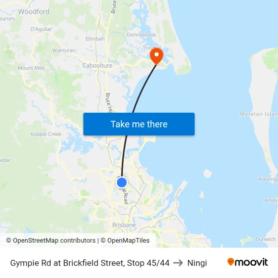 Gympie Rd at Brickfield Street, Stop 45/44 to Ningi map