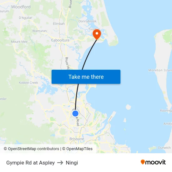 Gympie Rd at Aspley to Ningi map