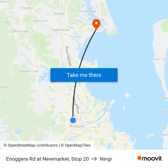 Enoggera Rd at Newmarket, Stop 20 to Ningi map