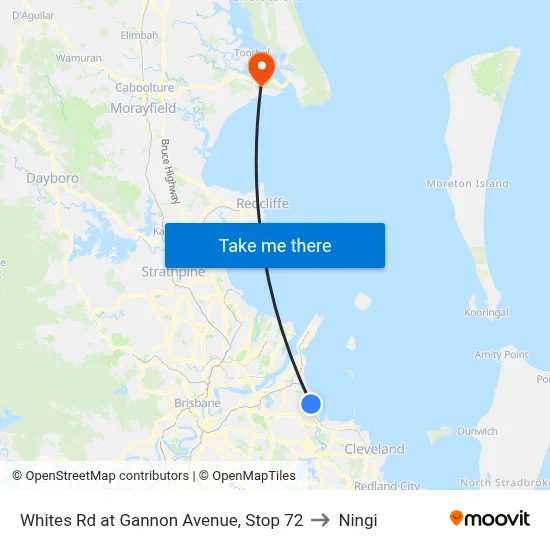 Whites Rd at Gannon Avenue, Stop 72 to Ningi map