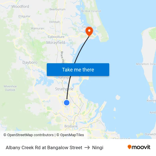 Albany Creek Rd at Bangalow Street to Ningi map