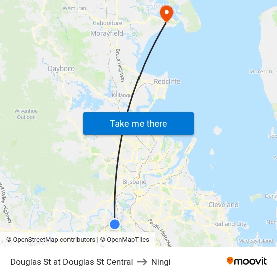 Douglas St at Douglas St Central to Ningi map