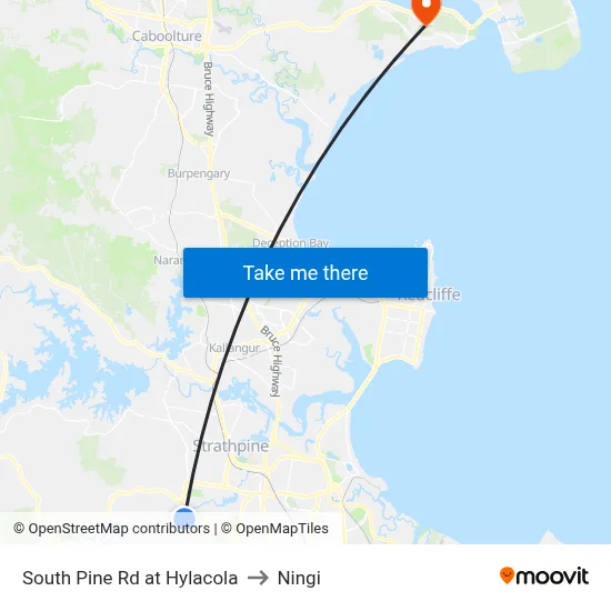 South Pine Rd at Hylacola to Ningi map