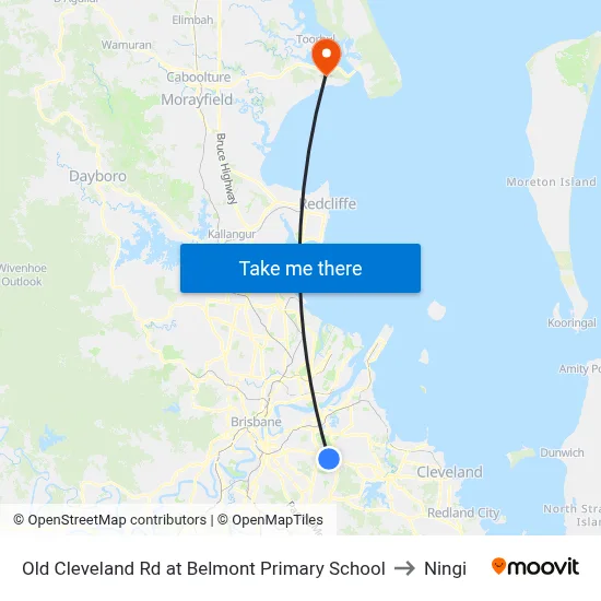 Old Cleveland Rd at Belmont Primary School to Ningi map