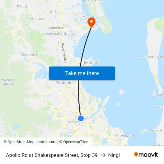 Apollo Rd at Shakespeare Street, Stop 39 to Ningi map