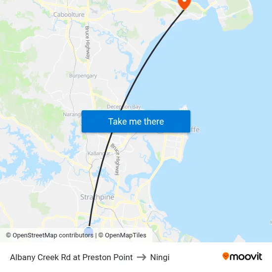 Albany Creek Rd at Preston Point to Ningi map