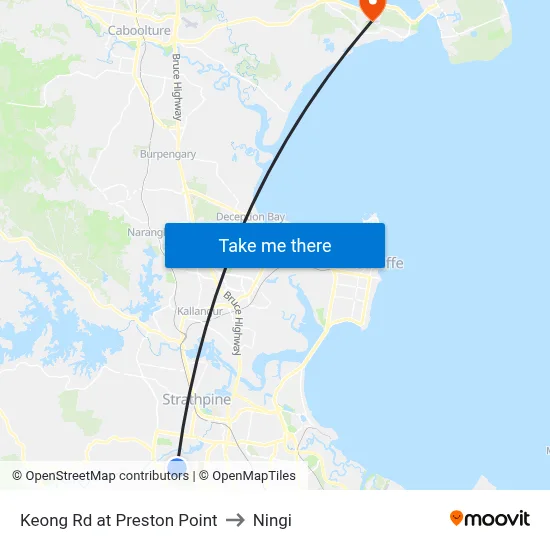 Keong Rd at Preston Point to Ningi map