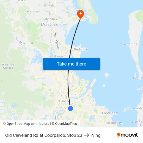 Old Cleveland Rd at Coorparoo, Stop 23 to Ningi map