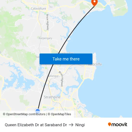 Queen Elizabeth Dr at Saraband Dr to Ningi map