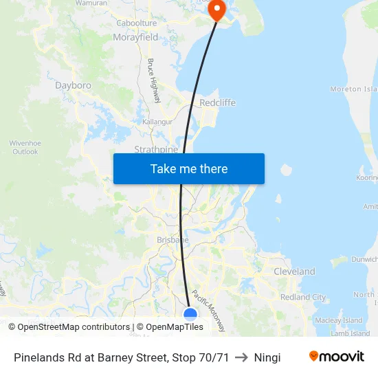 Pinelands Rd at Barney Street, Stop 70/71 to Ningi map