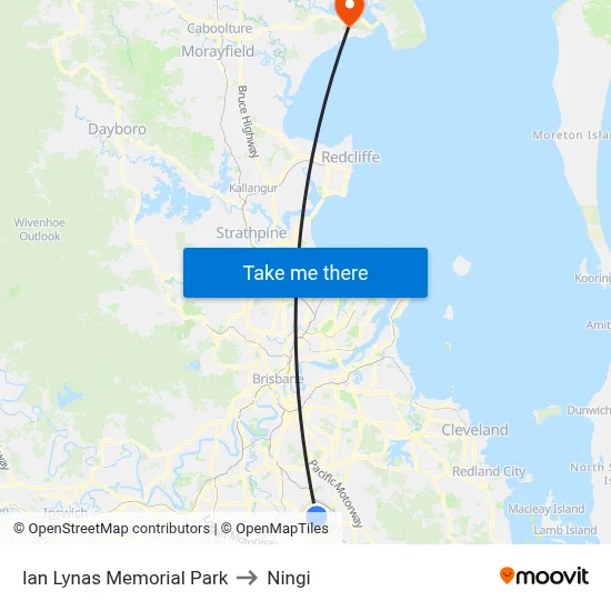 Ian Lynas Memorial Park to Ningi map