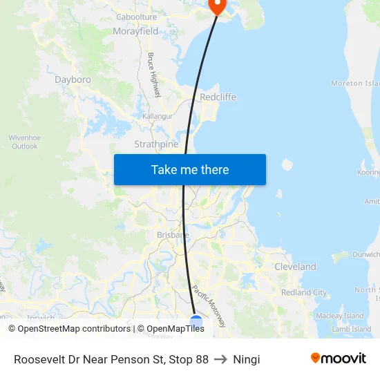 Roosevelt Dr Near Penson St, Stop 88 to Ningi map