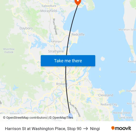 Harrison St at Washington Place, Stop 90 to Ningi map