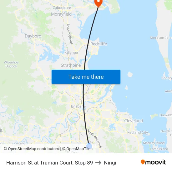 Harrison St at Truman Court, Stop 89 to Ningi map