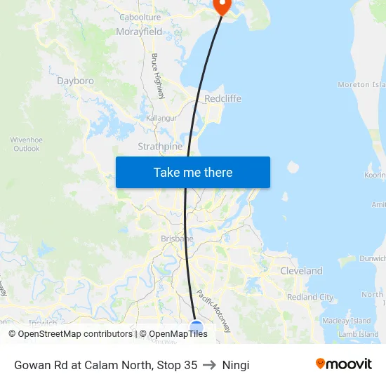 Gowan Rd at Calam North, Stop 35 to Ningi map