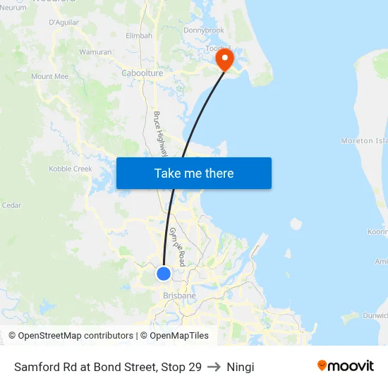 Samford Rd at Bond Street, Stop 29 to Ningi map