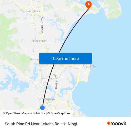 South Pine Rd Near Leitchs Rd to Ningi map
