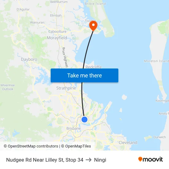 Nudgee Rd Near Lilley St, Stop 34 to Ningi map
