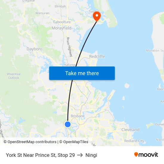 York St Near Prince St, Stop 29 to Ningi map