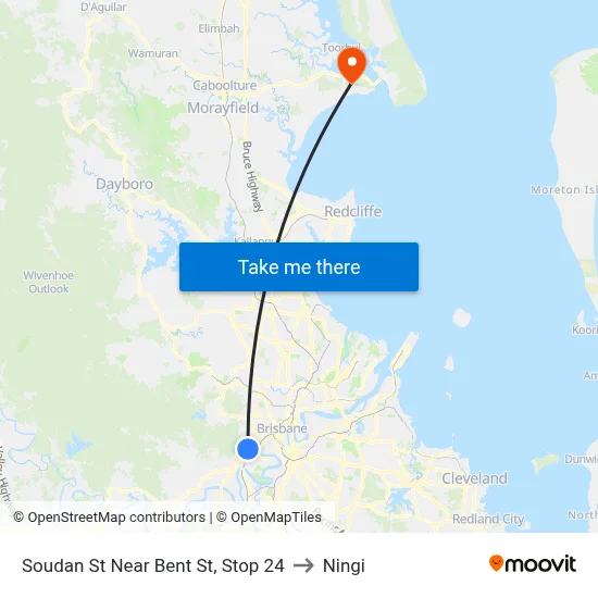 Soudan St Near Bent St, Stop 24 to Ningi map